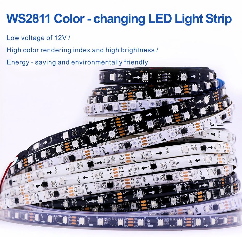 Fita LED Endereçável WS2811 12V RGB 5050 | Fita de Luz Programável Dream Color (30–96 LEDs/m)