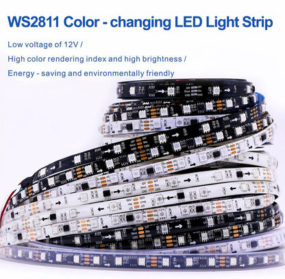 Fita LED Endereçável WS2811 12V RGB 5050 | Fita de Luz Programável Dream Color (30–96 LEDs/m)