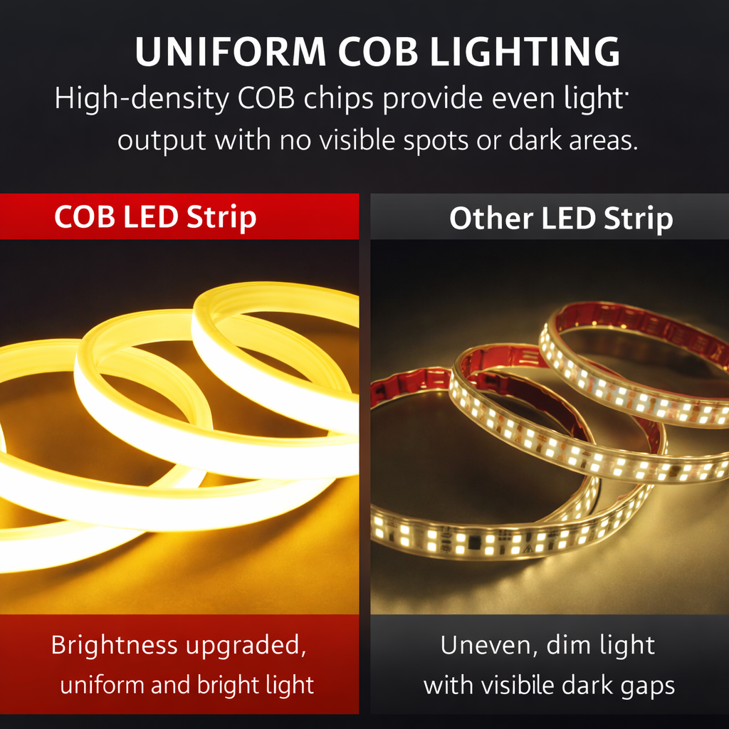 Fita de LED COB à prova d'água 220V, luz quente, flexível, silicone, autoadesiva