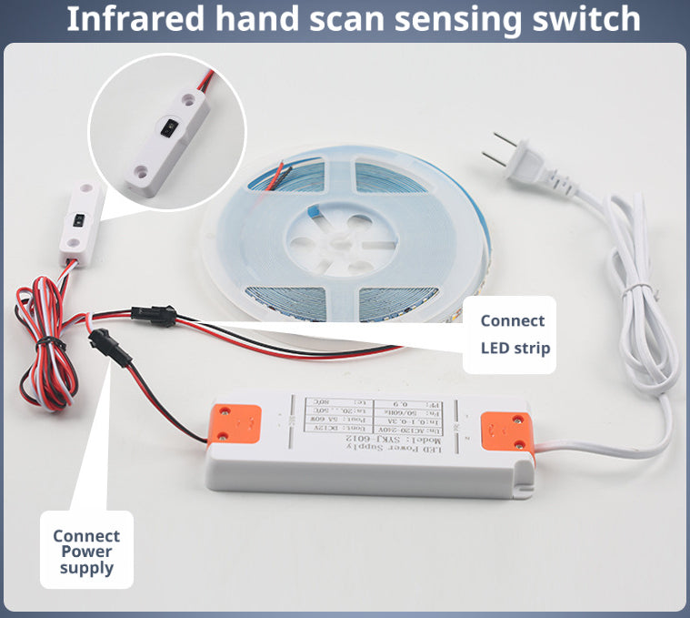 Infrared Hand Wave Sensor Switch for LED Strip Lights DC 5–24V | Dimmable Cabinet Lighting Control