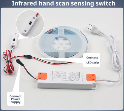 Infrared Hand Wave Sensor Switch for LED Strip Lights DC 5–24V | Dimmable Cabinet Lighting Control