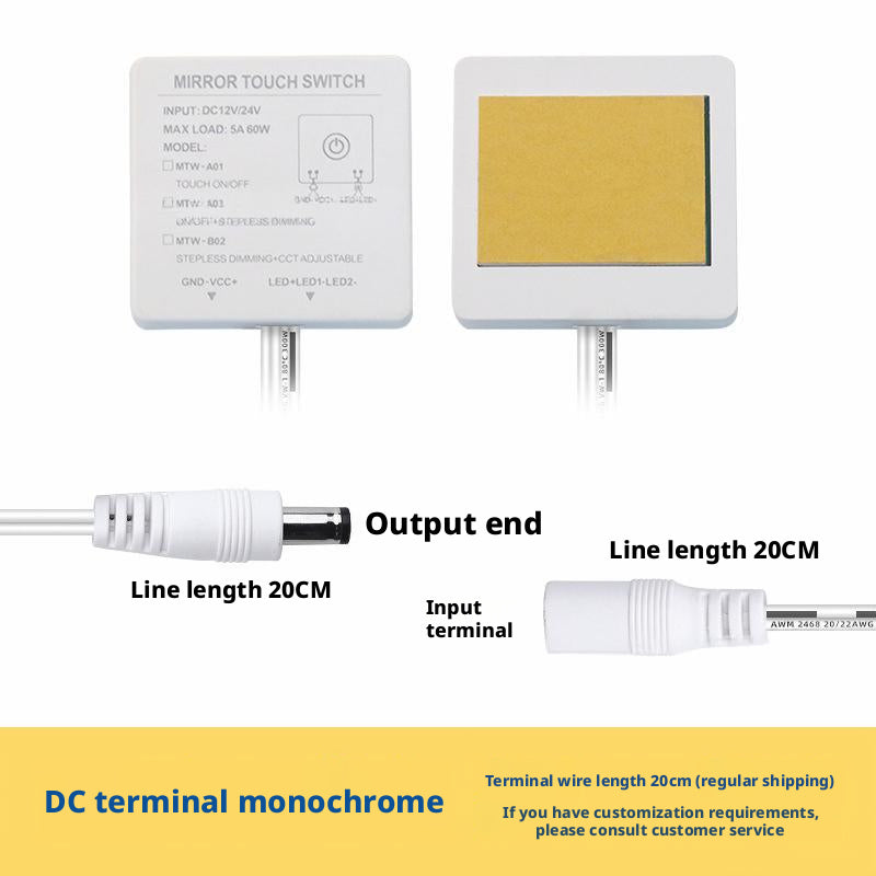 LED Mirror Touch Dimmer Switch 24V 5A Dual Color Bathroom Sensor Switch
