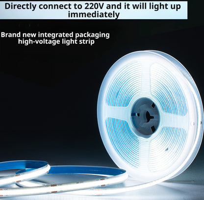Fita de LED COB sem driver 220V | Iluminação Linear Embutida para Teto e Sancas | Autoadesiva, Alto Brilho