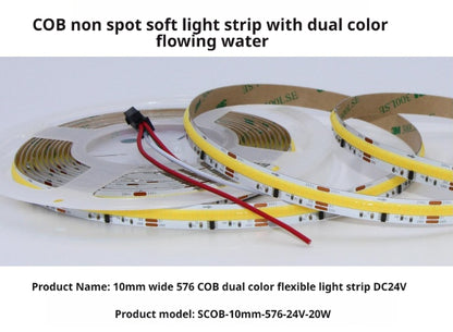 Fita de LED COB 8mm com Água Corrente | DC24V WS2811 SPI | Luz Inteligente de Perseguição com Alto CRI