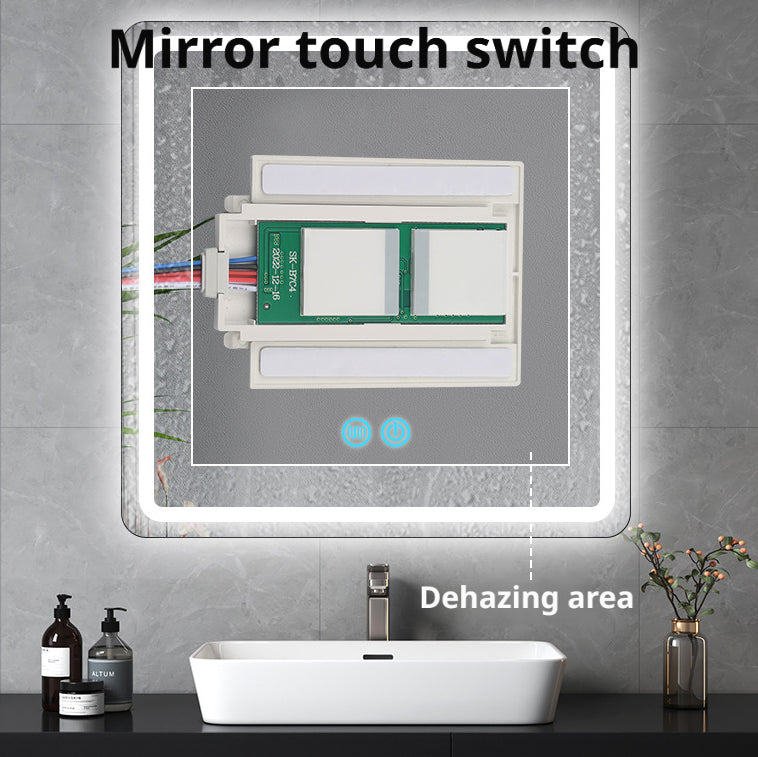 Interruptor táctil dimmer para espejo 8 mm | Controlador antivaho doble botón DC12V