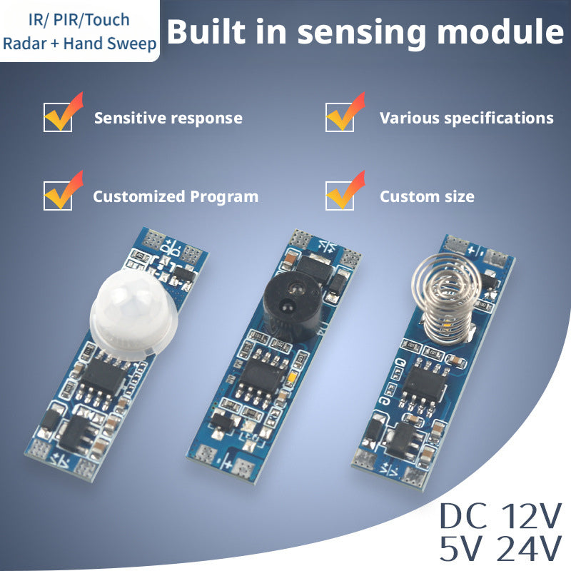 Interruptor com Sensor de Movimento Infravermelho (IR) para Luzes de Gabinete LED | DC 3V–24V / AC110–220V