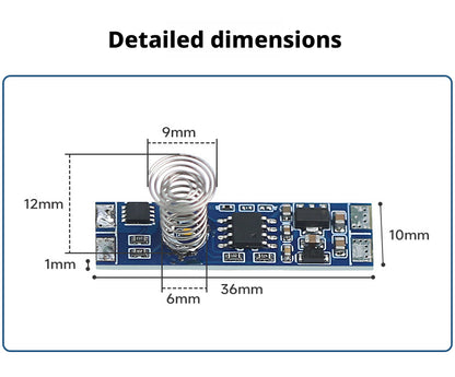 Interruptor de Sensor de Toque para Gabinete 4A | Dimmer Contínuo Embutido para Luminárias Lineares de Alumínio