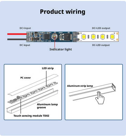 8A Sensor de Toque com Dimmer para Iluminação LED de Armários e Linear | DC 12V / 24V