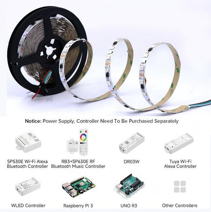 Fita LED Endereçável WS2811 12V RGB 5050 | Fita de Luz Programável Dream Color (30–96 LEDs/m)