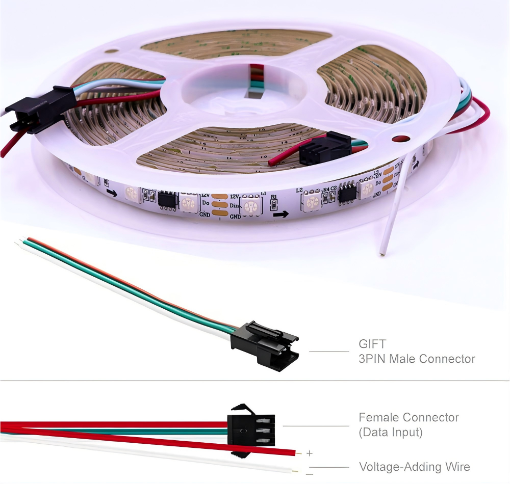 Fita LED Endereçável WS2811 12V RGB 5050 | Fita de Luz Programável Dream Color (30–96 LEDs/m)