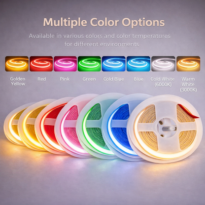 Fita de LED COB Ultradelgada de 3mm 12V/24V Iluminação Linear Flexível Autoadesiva
