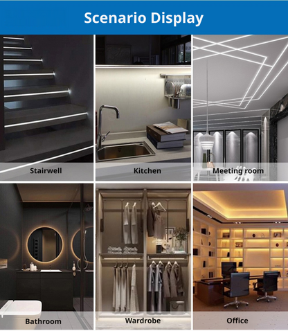 Fita de LED COB de Baixa Tensão | Iluminação de Perfil de Alumínio Flexível para Armários e Decoração de Interiores