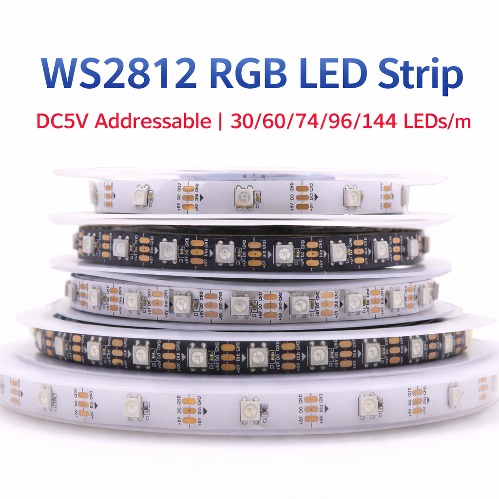 Fita de LED Endereçável WS2812 RGB 5050 | Fita de Iluminação Inteligente DC5V