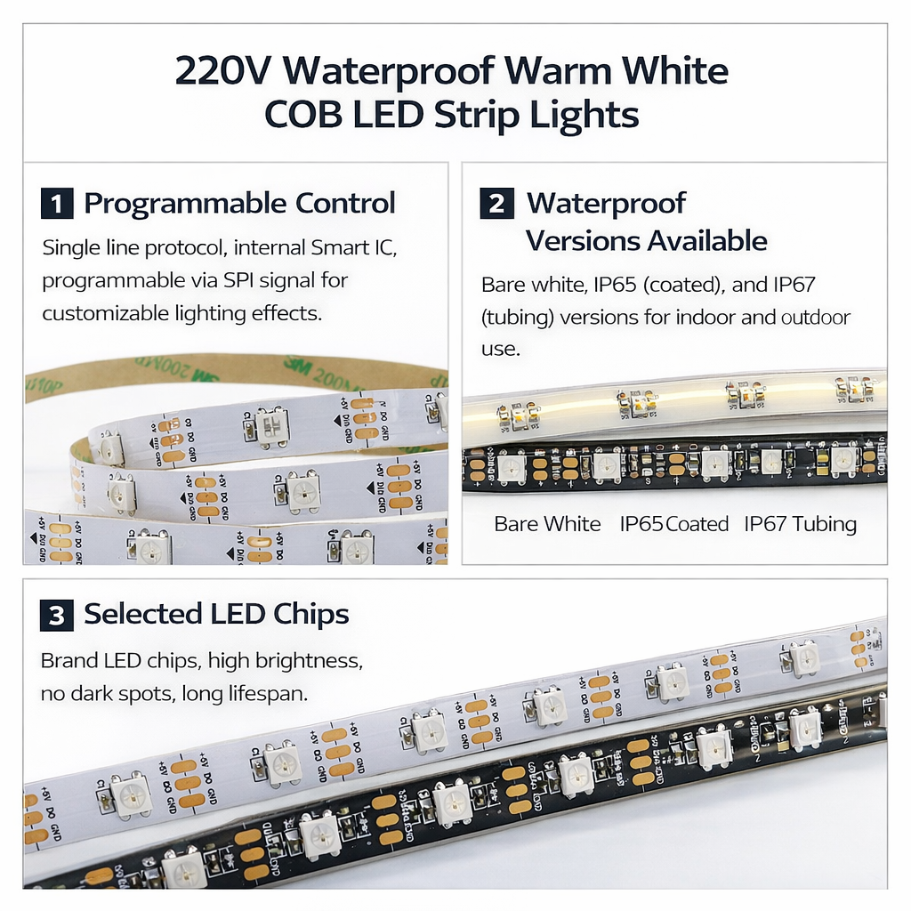 Fita de LED Endereçável WS2812 RGB 5050 | Fita de Iluminação Inteligente DC5V
