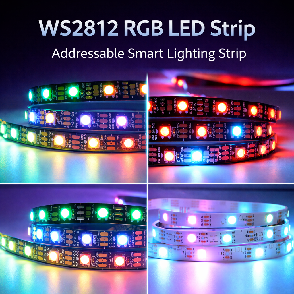 Fita de LED Endereçável WS2812 RGB 5050 | Fita de Iluminação Inteligente DC5V