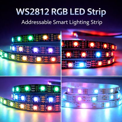 Fita de LED Endereçável WS2812 RGB 5050 | Fita de Iluminação Inteligente DC5V