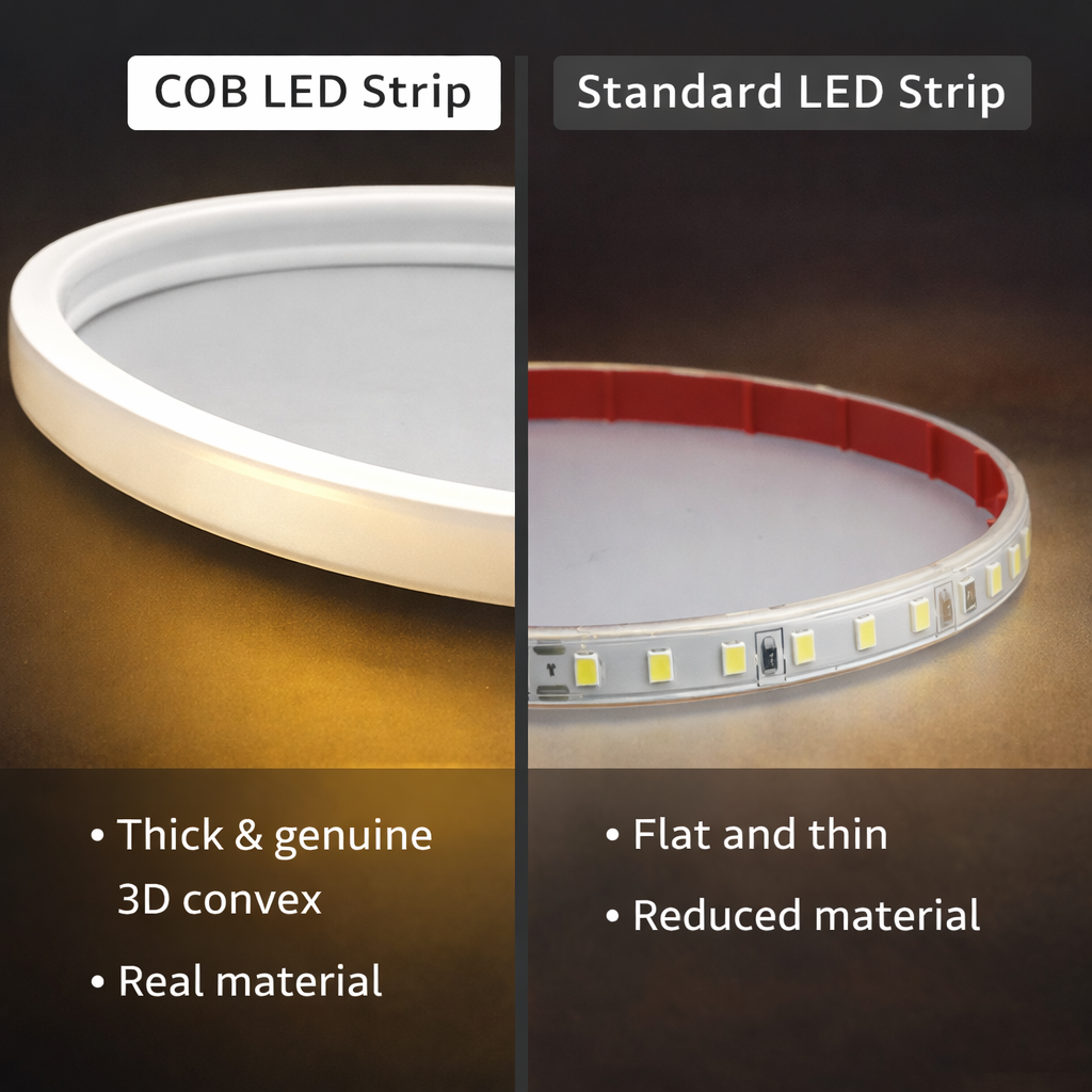 Fita de LED COB à prova d'água 220V, luz quente, flexível, silicone, autoadesiva