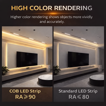 Fita de LED COB à prova d'água 220V, luz quente, flexível, silicone, autoadesiva