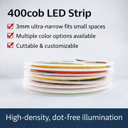 Fita de LED COB Ultradelgada de 3mm 12V/24V Iluminação Linear Flexível Autoadesiva