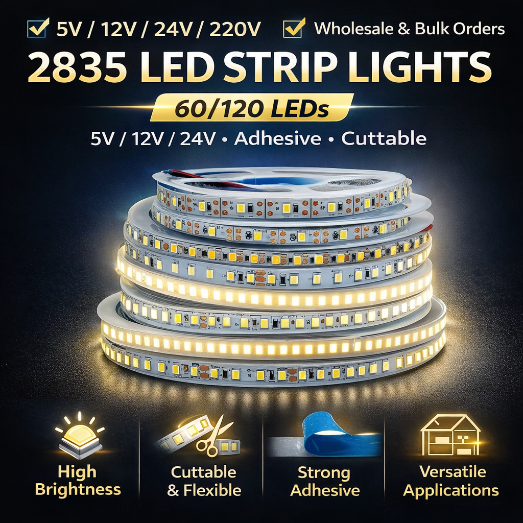 Fita de LED de baixa voltagem 2835 60/120 LEDs Fita flexível autoadesiva para iluminação de armários e guarda-roupas
