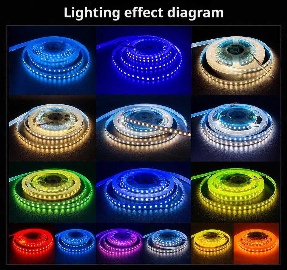 Fita de LED de baixa voltagem 2835 60/120 LEDs Fita flexível autoadesiva para iluminação de armários e guarda-roupas