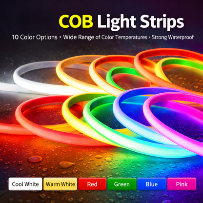 Fita de LED COB 220V, de Silicone Impermeável, Flexível, de Alta Voltagem