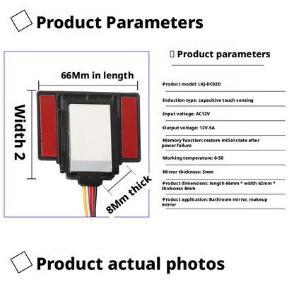 Hand Sweep Sensor Switch for LED Mirror 12V 5A Dual Color Dimmer