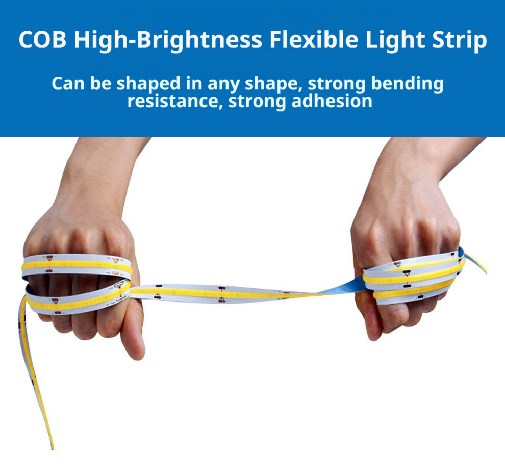 Fita de LED COB de Baixa Tensão | Iluminação de Perfil de Alumínio Flexível para Armários e Decoração de Interiores