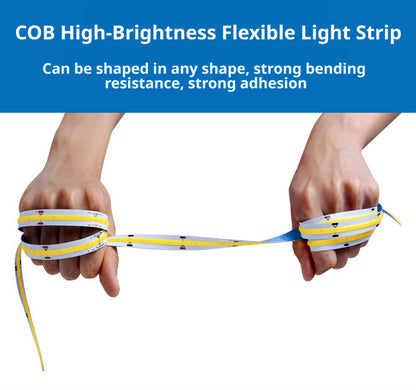 Fita de LED COB de Baixa Tensão | Iluminação de Perfil de Alumínio Flexível para Armários e Decoração de Interiores