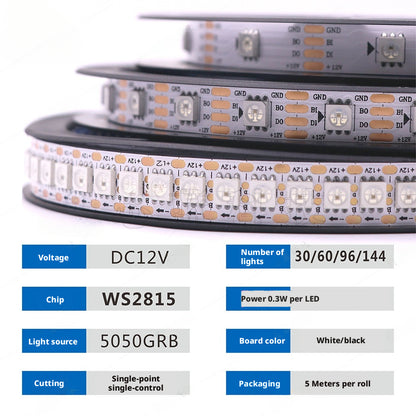 Fita de LED RGB WS2815 DC12V | Pixel Endereçável 5050 | Retomada de Ponto de Interrupção