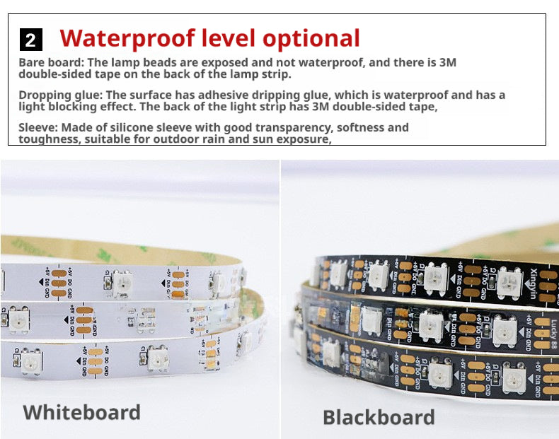 Fita de LED Endereçável WS2812 RGB 5050 | Fita de Iluminação Inteligente DC5V