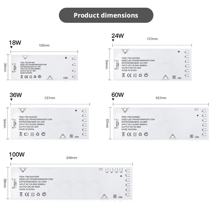 Fuente de alimentación LED DC12V/24V | Driver de voltaje constante para tiras LED