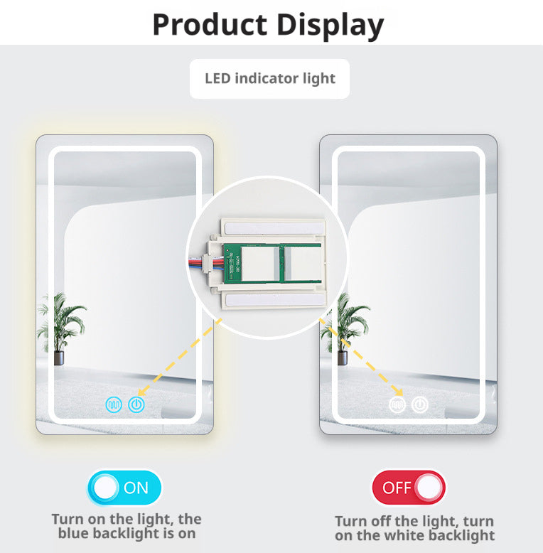 Interruptor táctil dimmer para espejo 8 mm | Controlador antivaho doble botón DC12V