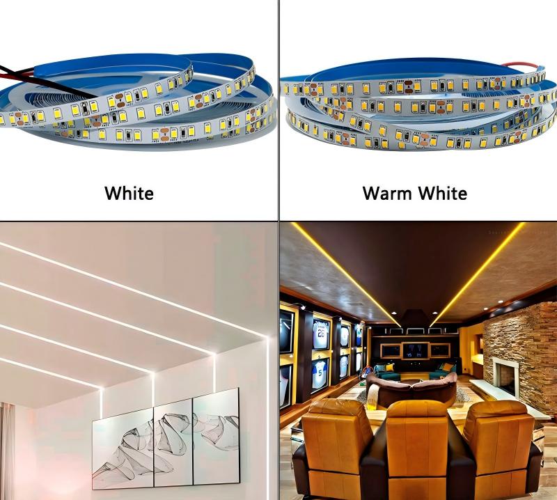 Fita de LED de baixa voltagem 2835 60/120 LEDs Fita flexível autoadesiva para iluminação de armários e guarda-roupas