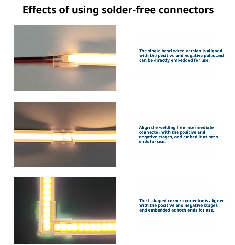 LED Strip Solderless Connector 2/3/4 Pin 5mm 8mm 10mm Quick Connect