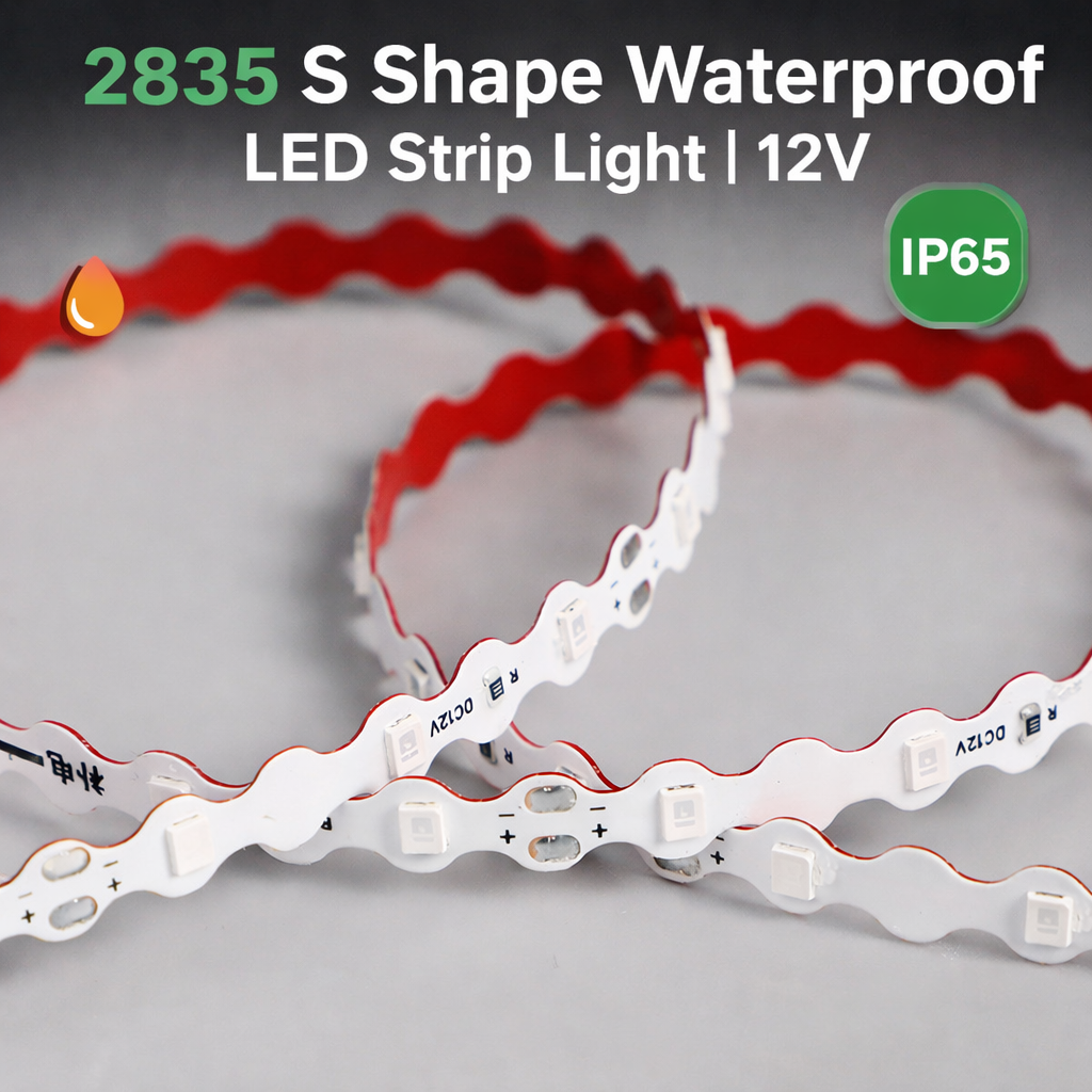 2835 S Shape LED Strip Light 12V IP65 Flexible Wave Strip for Sign Lighting