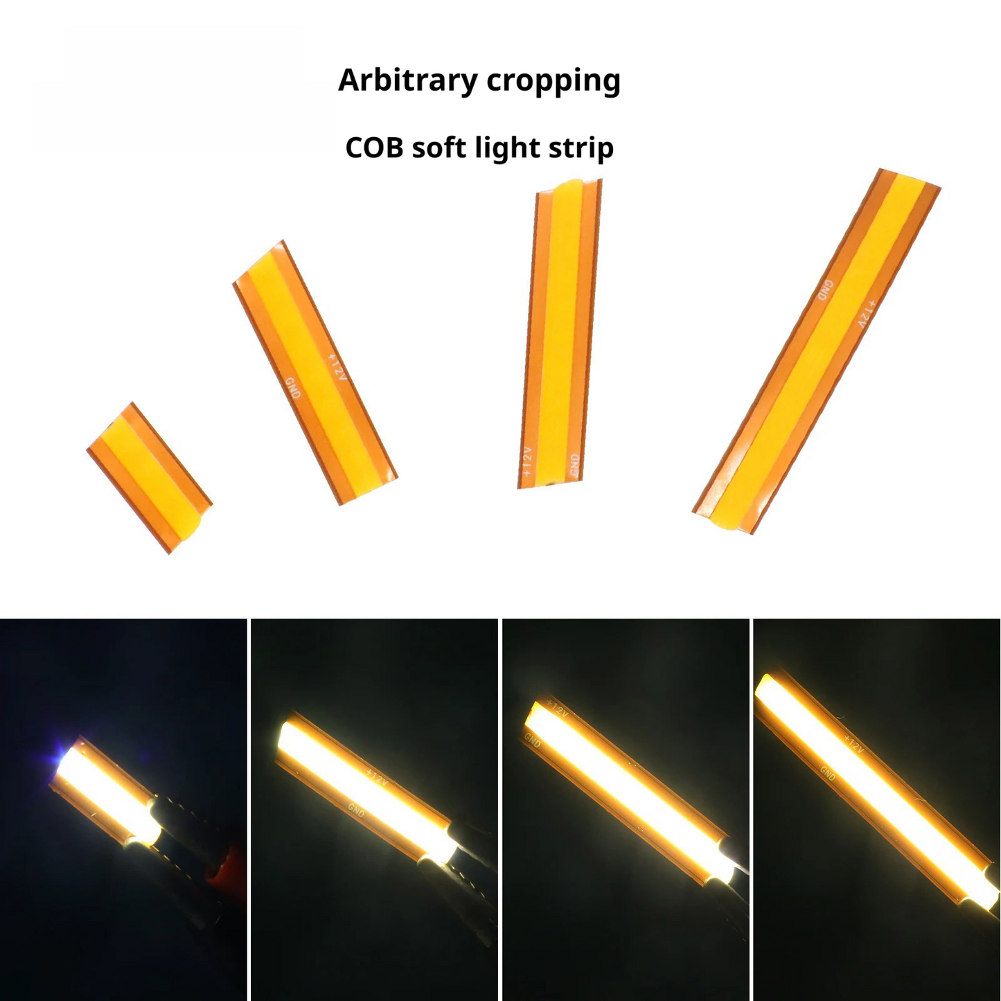 Fita de LED COB de Corte Livre 528LEDs/m 8mm 12V/24V Iluminação de Armário com Alto CRI
